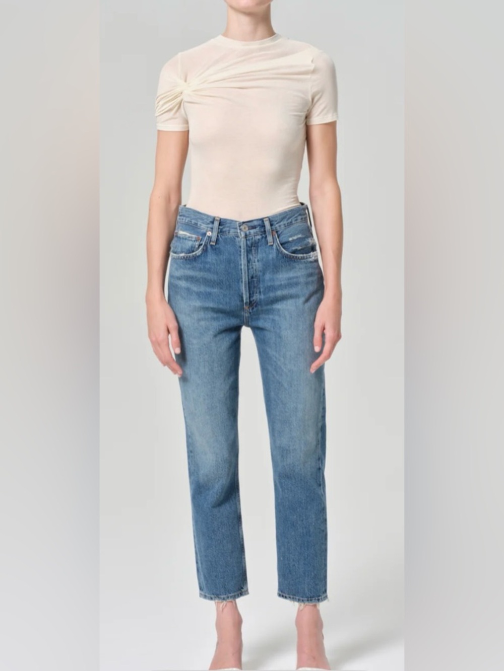 AGOLDE Riley High Rise Crop Denim Jeans Straight Leg. Size 24.